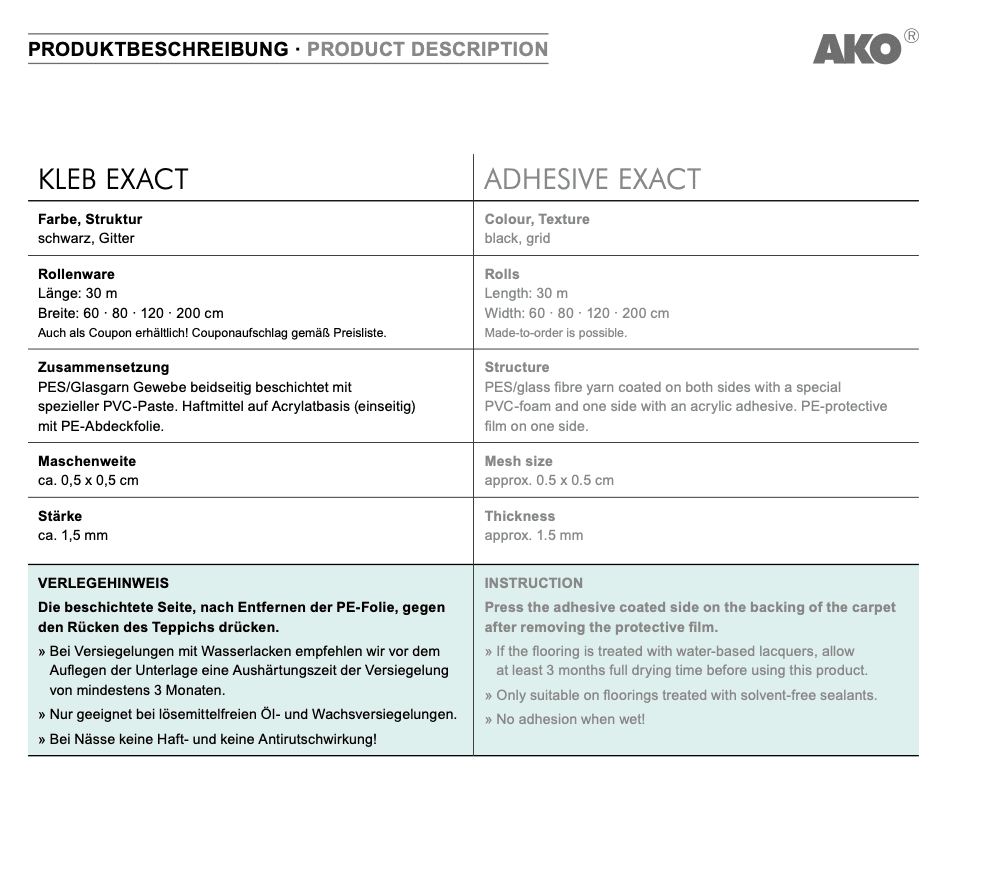 AKO KLEB EXACT Antirutschmatte Klebend 120 cm