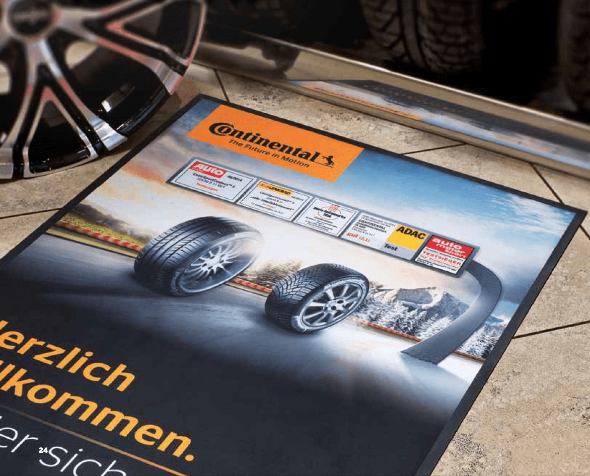 Logomatte individuell bedrucken – Schmutzfangmatte mit Firmenlogo für Unternehmen & Gewerbe