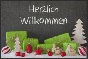Bild in Slideshow öffnen, Fussmatte Herzlich Willkommen Weihnachten 10104 - Fussmatte Individuell
