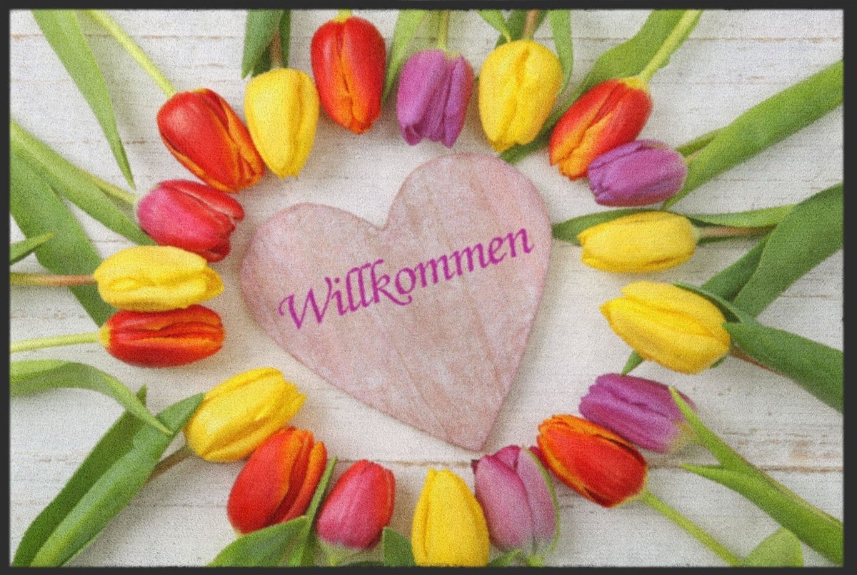 Fussmatte Willkommen Tulpen 4152